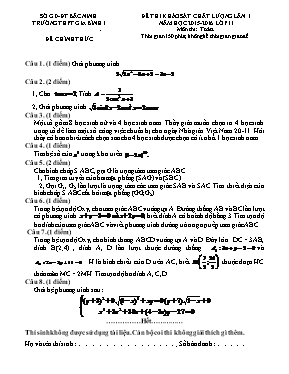 Đề thi khảo sát chất lượng lần I năm học 2015-2016 lớp 11 môn thi Toán